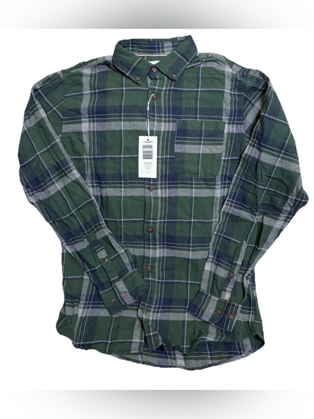 Jack & Jones Mens Check Shirt Gingham Twill Long Sleeve Top Small